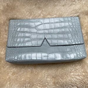 Vince Silver Crocodile Embossed Clutch